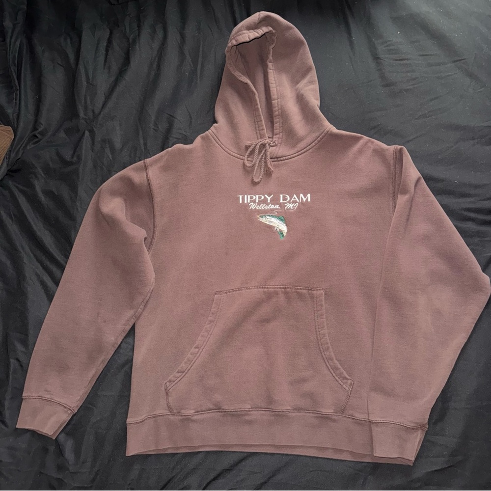 Brown Hoodie with Tippy Dam Graphic